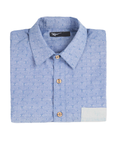 Slim Button Down - Blue Dobby