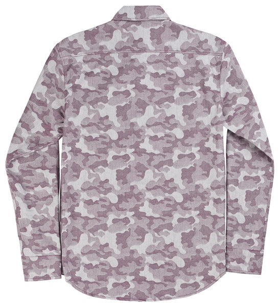 Camo Jacquard Button Down Shirt - Maroon